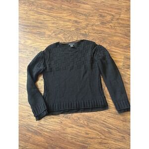 ORTENSIA textured Basket weave Knit Sweater with Lace Large Bk